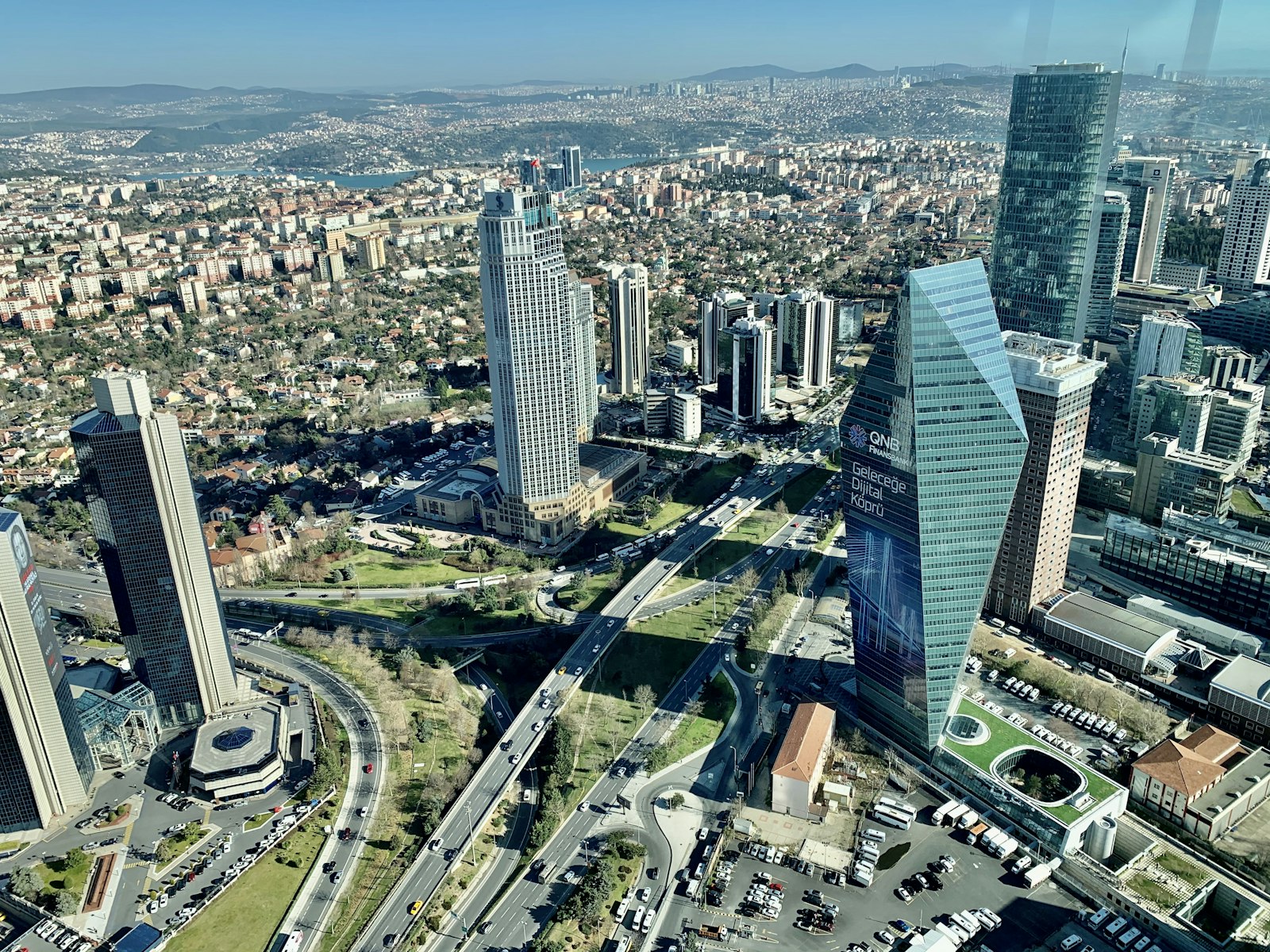 View of Istanbul's business district with tall office buildings